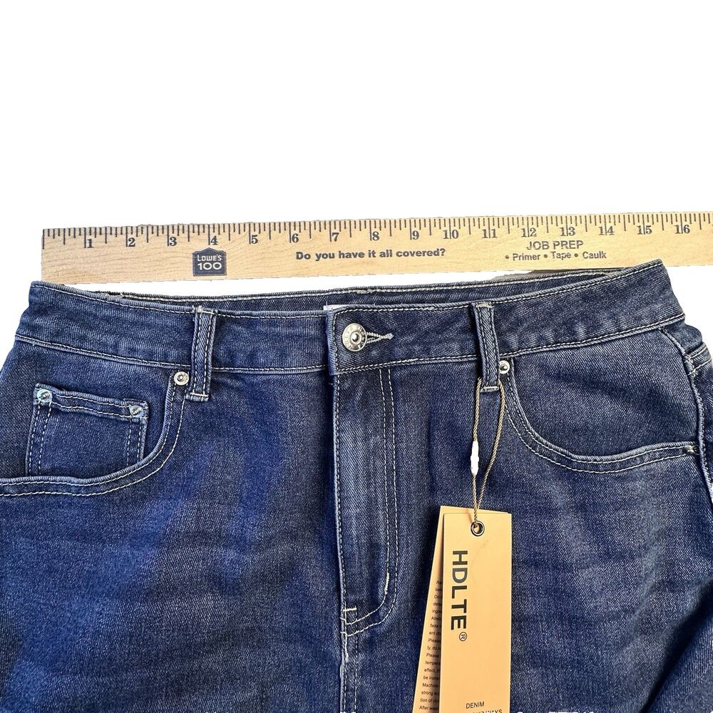 HDLTE High Rise Wide Leg Dark Wash Denim Size L NWT - Picture 5 of 8